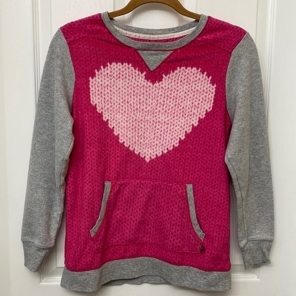 Simply Vera Vera Wang Sweatshirt Pink Gray Heart Small - Picture 1 of 9